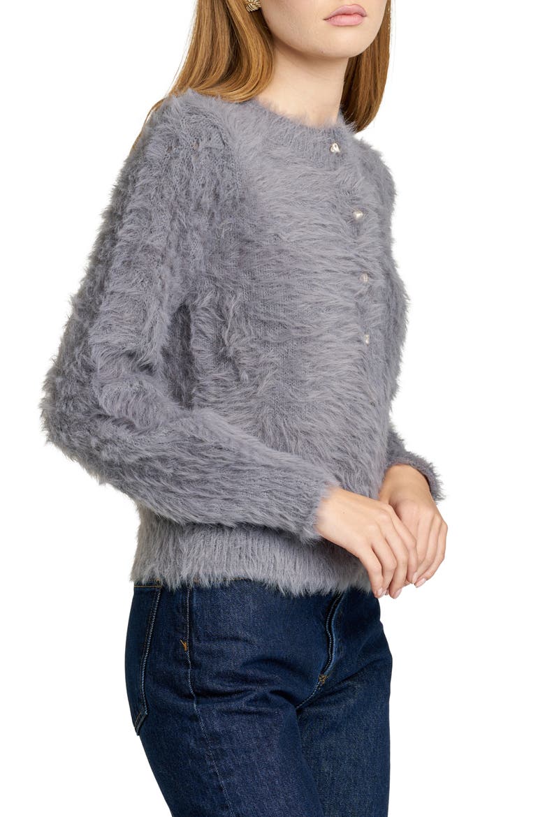 Kat Fuzzy Cardigan, Alternate, color, GREY