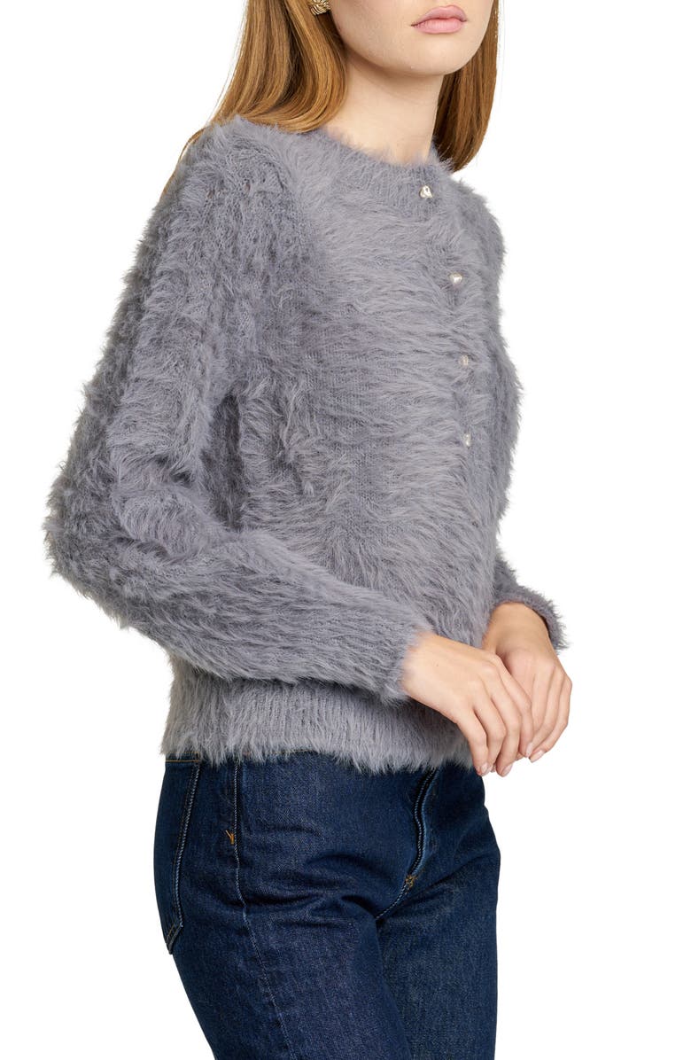 WAYF Kat Fuzzy Cardigan, Alternate, color, Grey