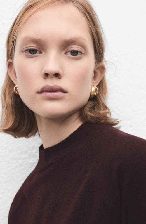 Mango Short Sleeve Sweater In Burgundy