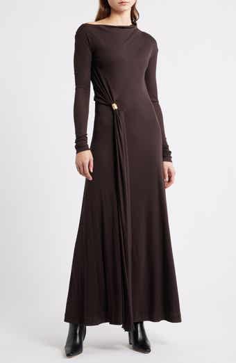 BOSS Evargo One-Shoulder Long Sleeve Gown