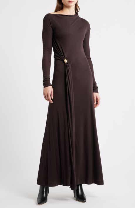 BOSS Evargo One-Shoulder Long Sleeve Gown