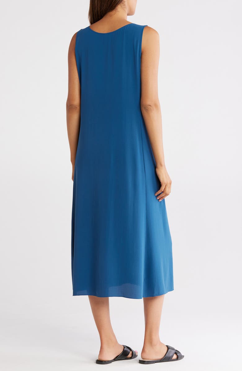Eileen Fisher Scoop Neck Sleeveless Silk Dress, Alternate, color,