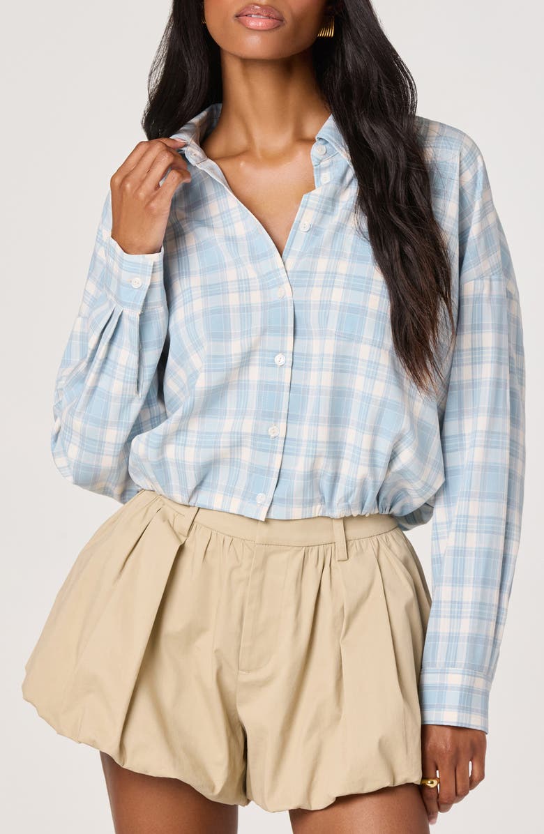 ASTR the Label Jensen Plaid Woven Shirt, Main, color, Blue Plaid