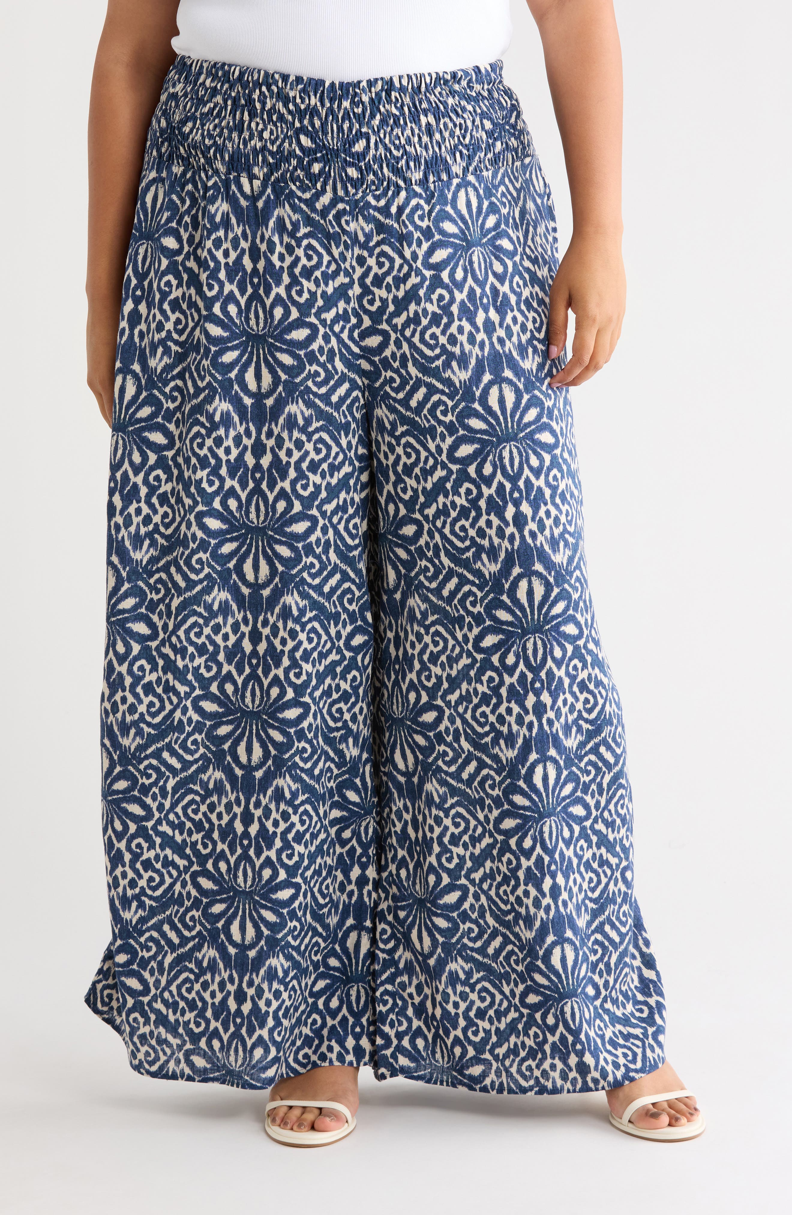 Vince Camuto Smocked Waist Wide Leg Pants