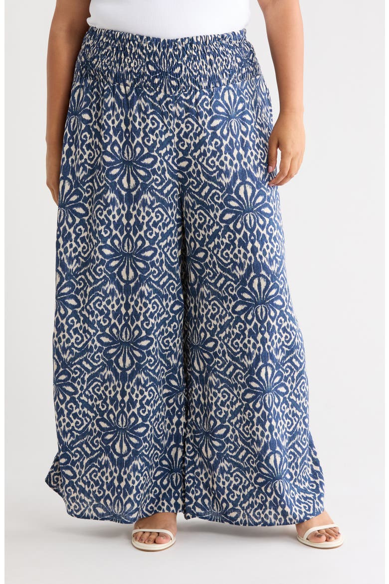 Smocked Waist Wide Leg Pants, Main, color, OCEANSIDE