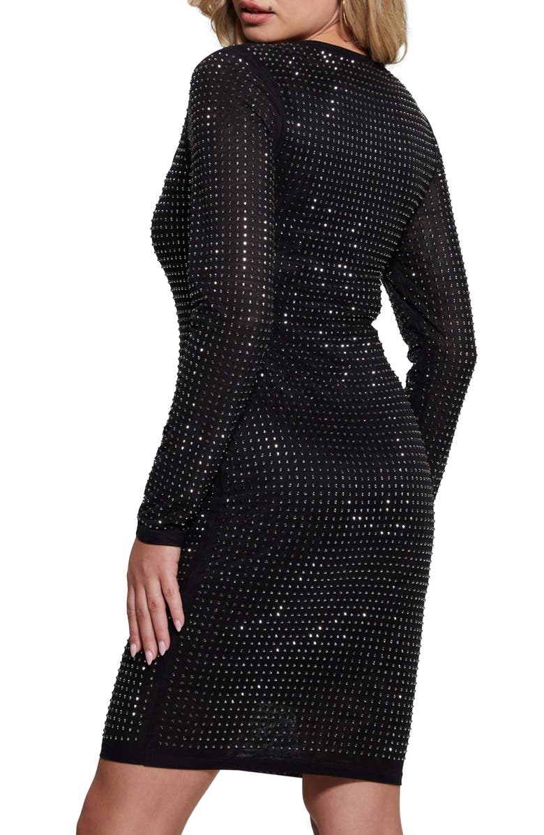GUESS Emilie Rhinestone Long Sleeve Minidress, Alternate, color, 