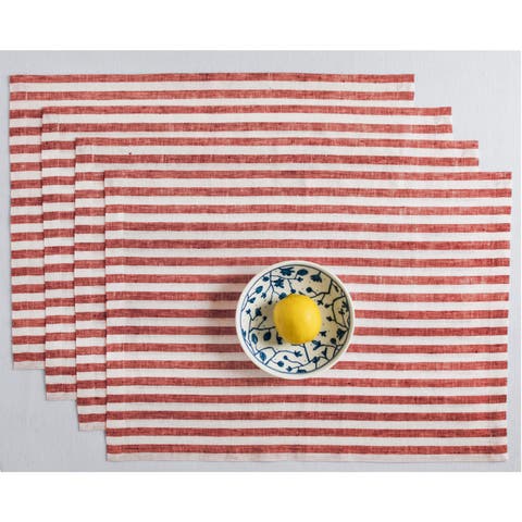 Linen Placemats - Amalfi Stripe, 14" x 19" Inch