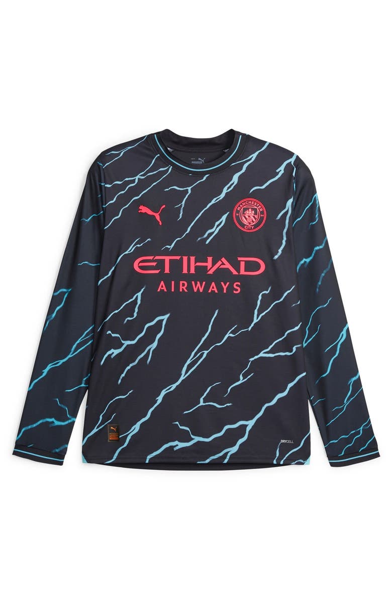 PUMA Men's Puma Navy Manchester City 2023/24 Third Long Sleeve Replica Jersey, Alternate, color,