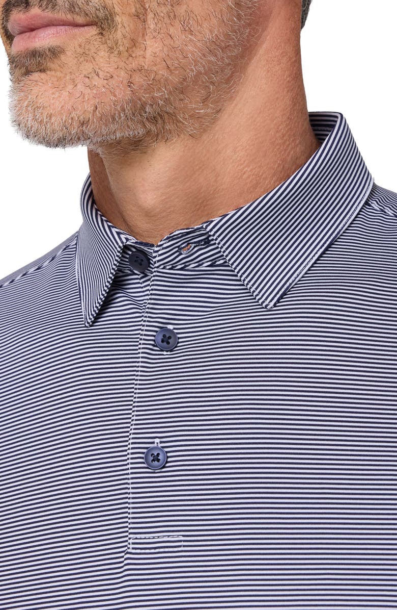 Mizzen+Main Versa Trim Fit Stripe Performance Golf Polo, Alternate, color, Navy White Stripe