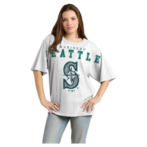 Women's Fanatics White Seattle Mariners Relaxed Big Text T-Shirt