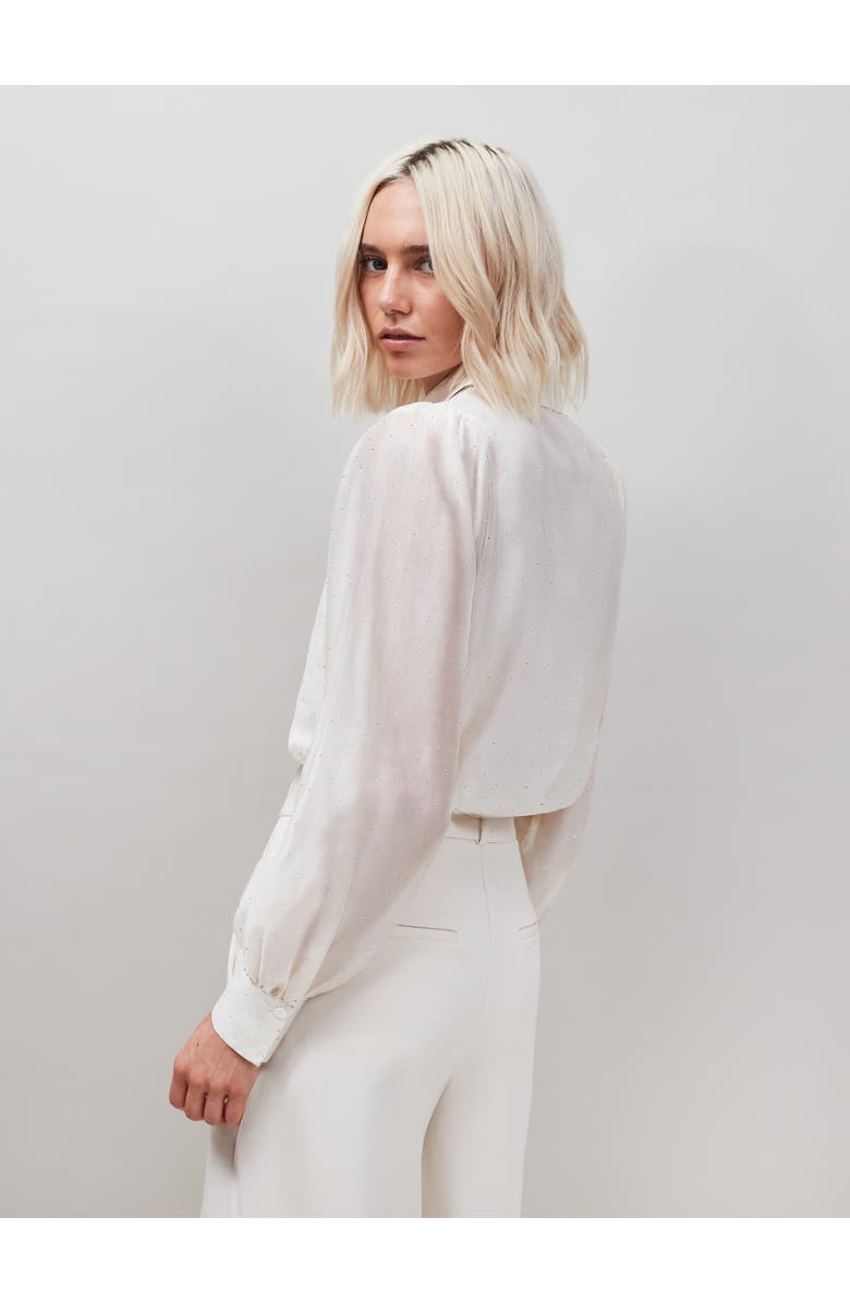 Ro&Zo Button Up Mini Diamante Shirt, Alternate, color, Ivory