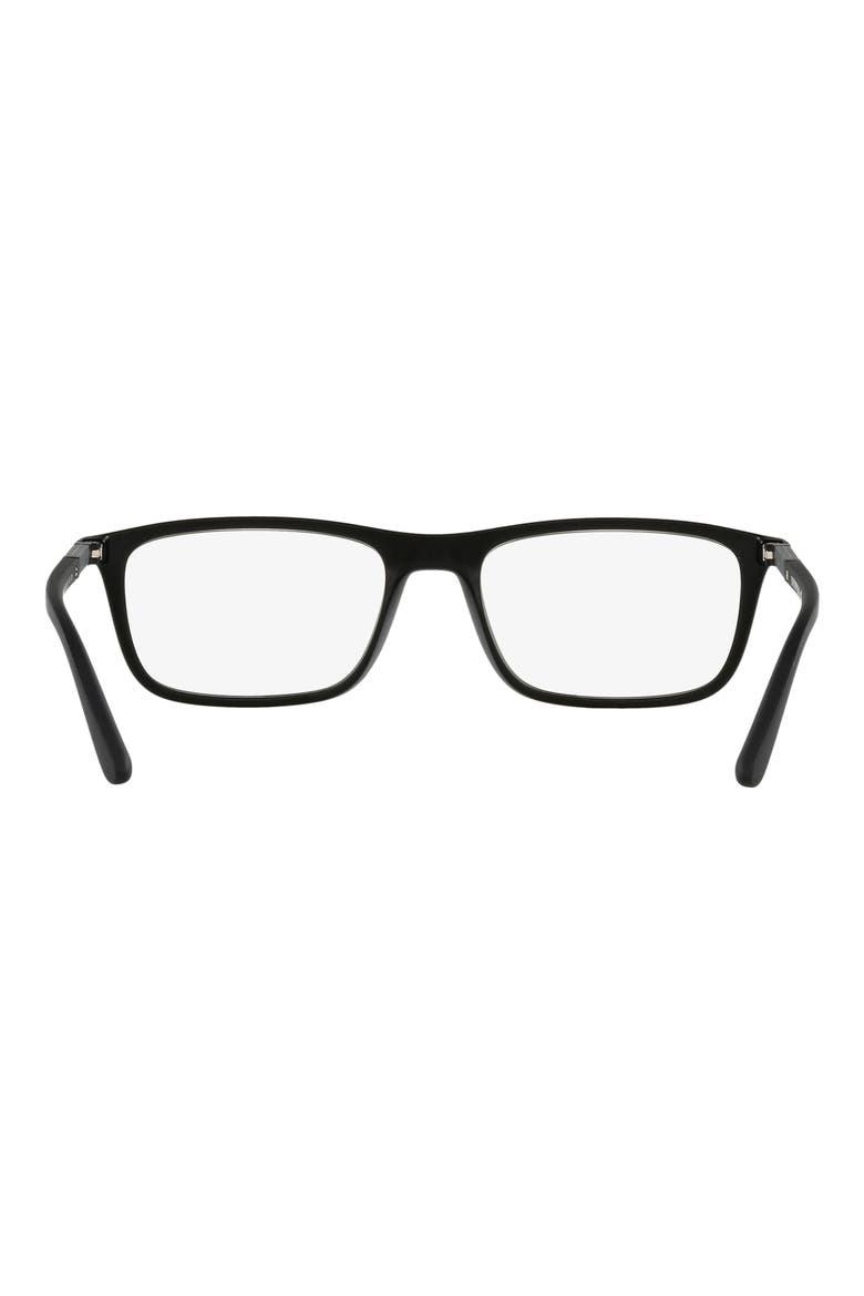 55mm Rectangular Glasses, Alternate, color, MATTE BLACK / CLEAR