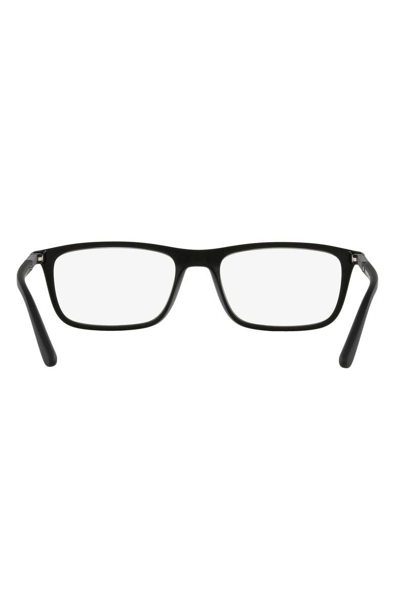 Emporio Armani 55mm Rectangular Glasses, Alternate, color, Matte Black / Clear