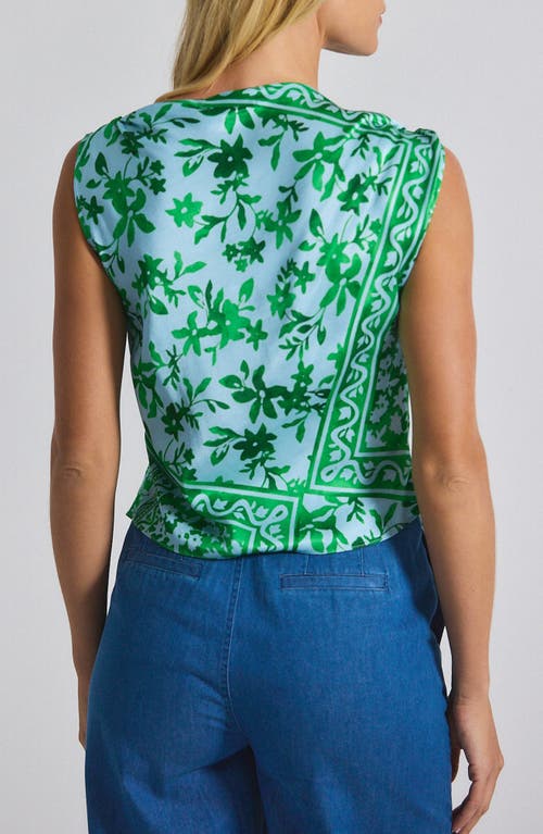 Derek Lam 10 Crosby Ariel Tile Print Embellished Asymmetrical Top In Green