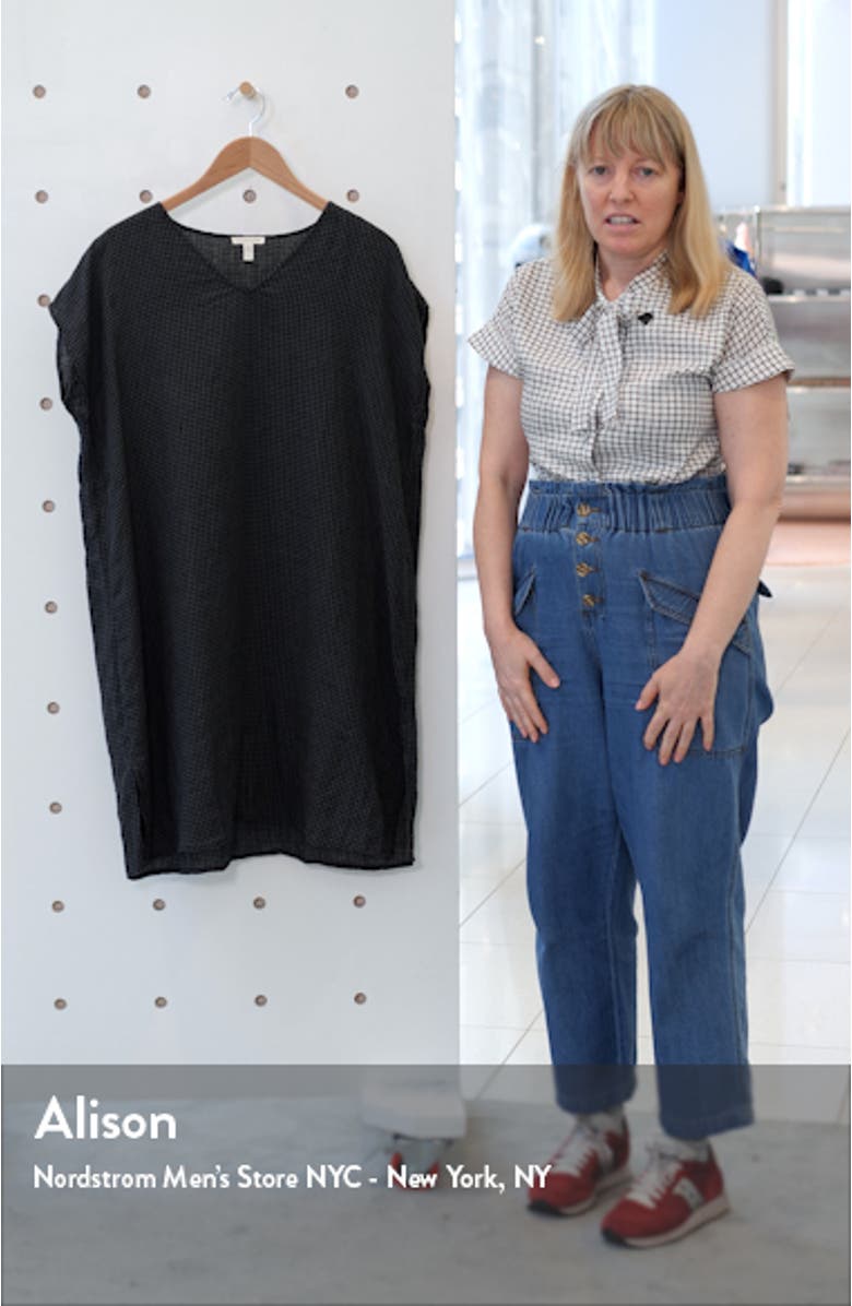 V-Neck Seersucker Shift Dress, sales video thumbnail