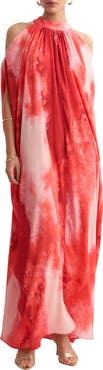 MANGO Print Cold Shoulder Maxi Dress