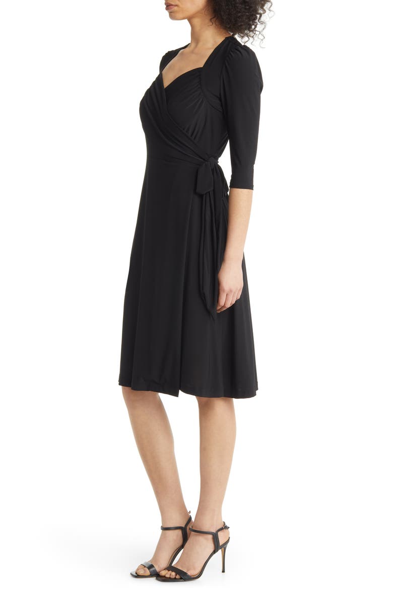 Sweetheart Wrap Midi Dress, Alternate, color, BLACK NOIR