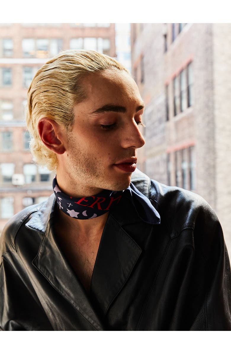 Lost Pattern NYC "Lexicon" Silk Bandana, Alternate, color, Blue