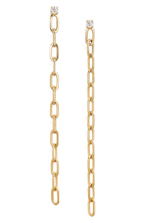 Diamond Chain Link Drop Earrings