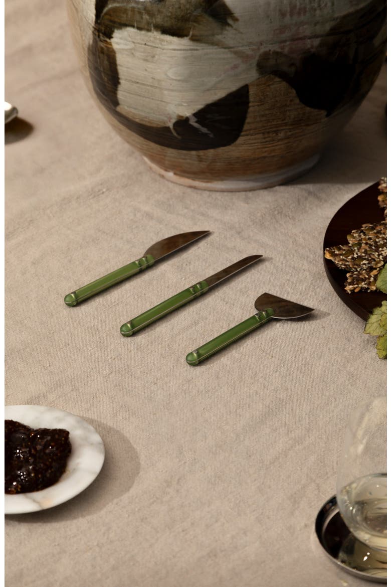 Wedge Set of 3 Cheese Knives, Alternate, color, SAGE