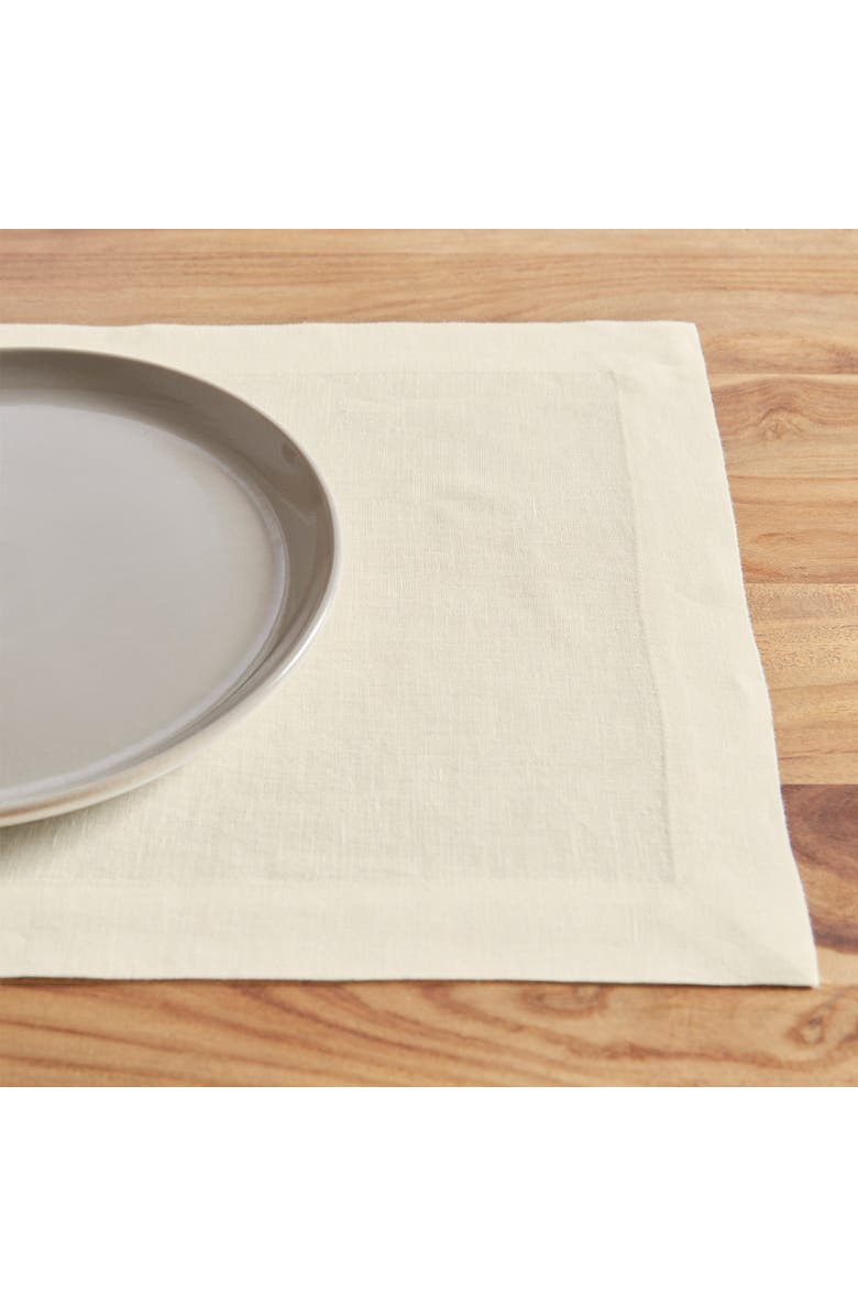 Solino Home Linen Placemats Set of 4, 14 x 19 Inch for Dining Table, Holiday and Everyday Table Decor - Sonoma, Alternate, color, Ivory