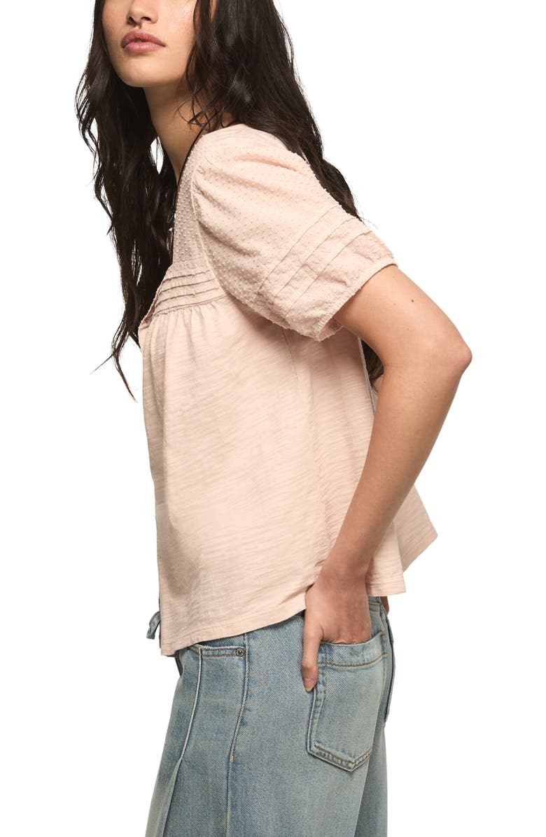 Lucky Brand Clip Dot Pintuck Top, Alternate, color, Sepia Rose