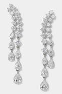 Nadri Willow CZ Double Drop Linear Post Climber Earrings