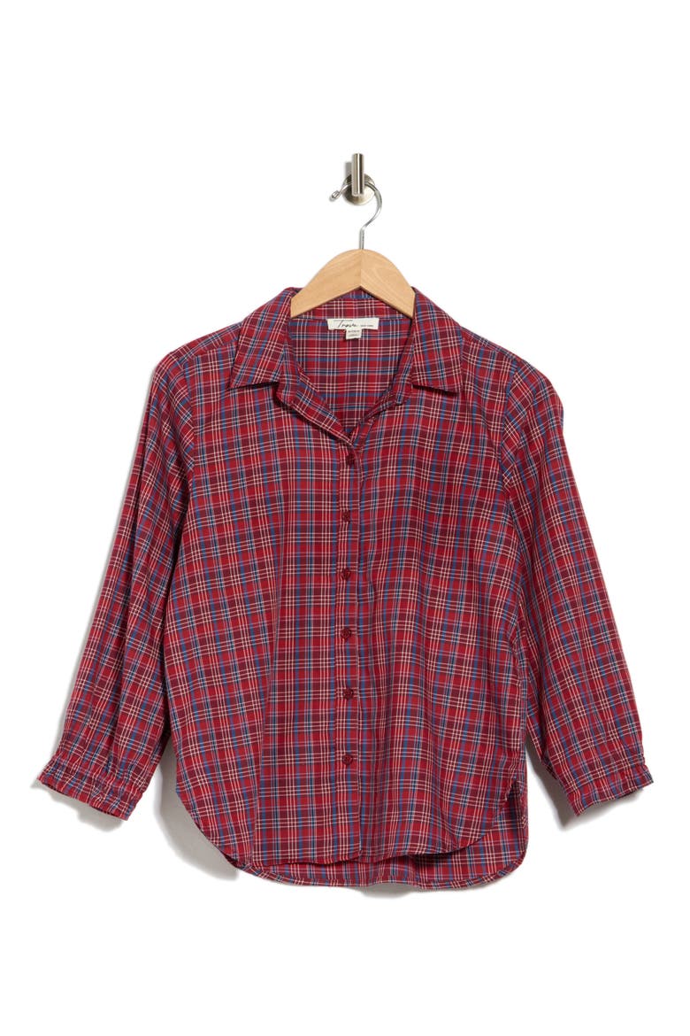 Plaid Three-Quarter Sleeve Shirt, Alternate, color, MAPLESEASO