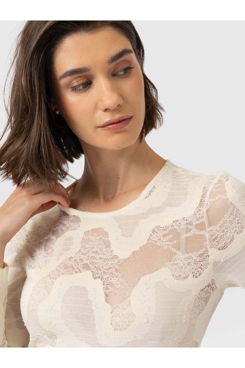 Austen Crew Neck Long Sleeve Tee, Alternate, color, Cream Lace