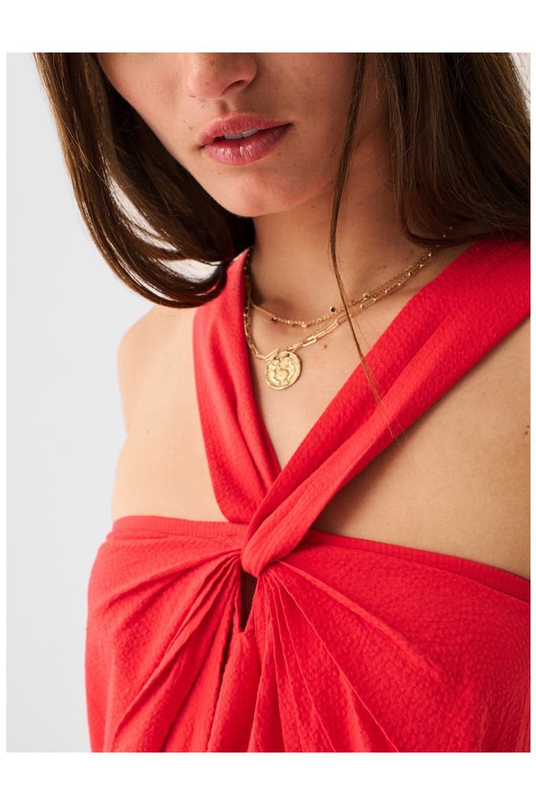 Bay Twist Seersucker Halter Dress, Alternate, color, HIBISCUS