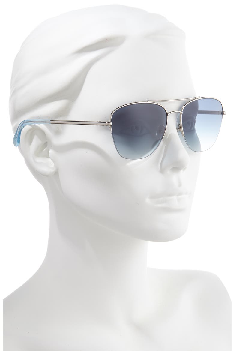 Indio2 57mm Aviator Sunglasses, Alternate, color, PALLADIUM/ DARK BLUE GRAD
