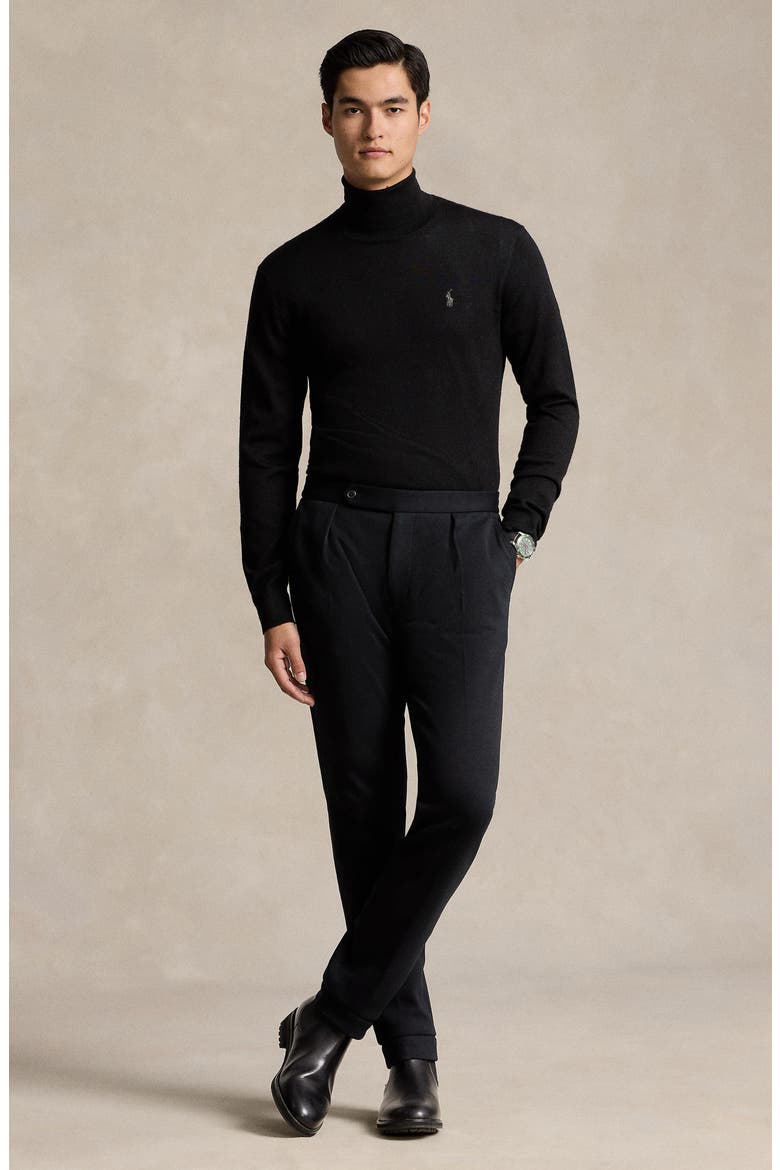 Merino Wool Turtleneck Sweater, Alternate, color, POLO BLACK