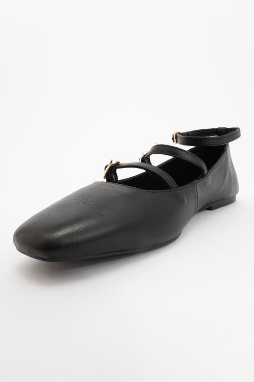 Forever & Always Shoes Serena Leather Mary Jane Flats In Black Leather