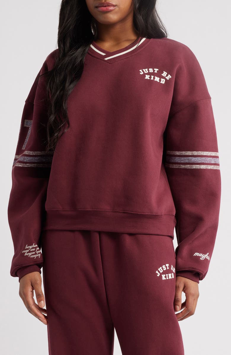 THE MAYFAIR GROUP Just Be Kind Sweatshirt, Main, color, Maroon