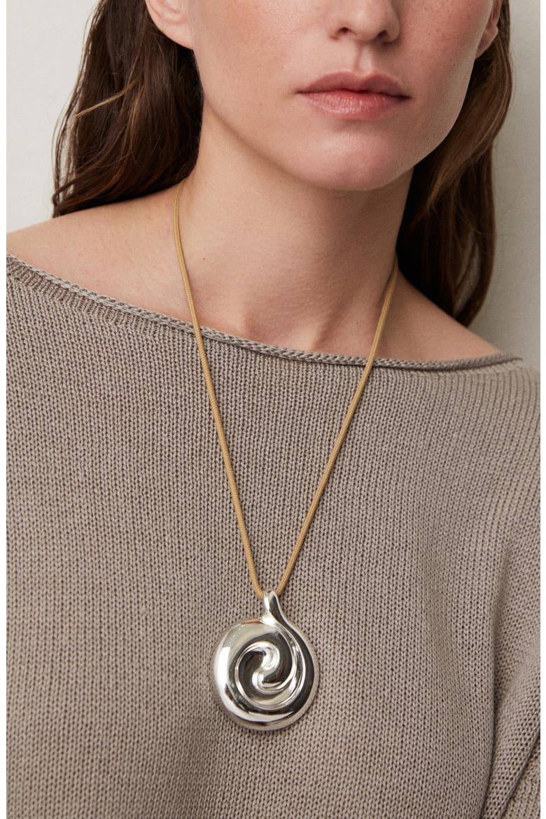 Nico Mirror Pendant Rope Necklace, Main, color, HIGH POLISH SILVER