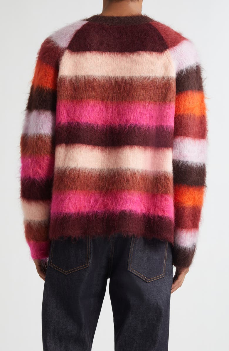 Waste Yarn Project Nils Brushed Stripe One of a Kind Raglan Sleeve Sweater, Alternate, color, Pink/ Red