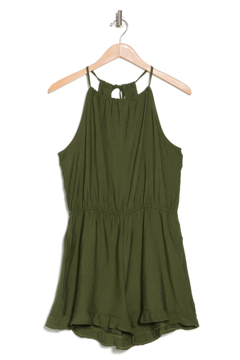 Halter Neck Romper, Alternate, color, TARRAGON