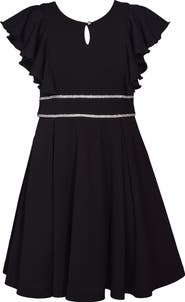 Iris & Ivy Kids' Diamante Flutter Sleeve Skater Party Dress