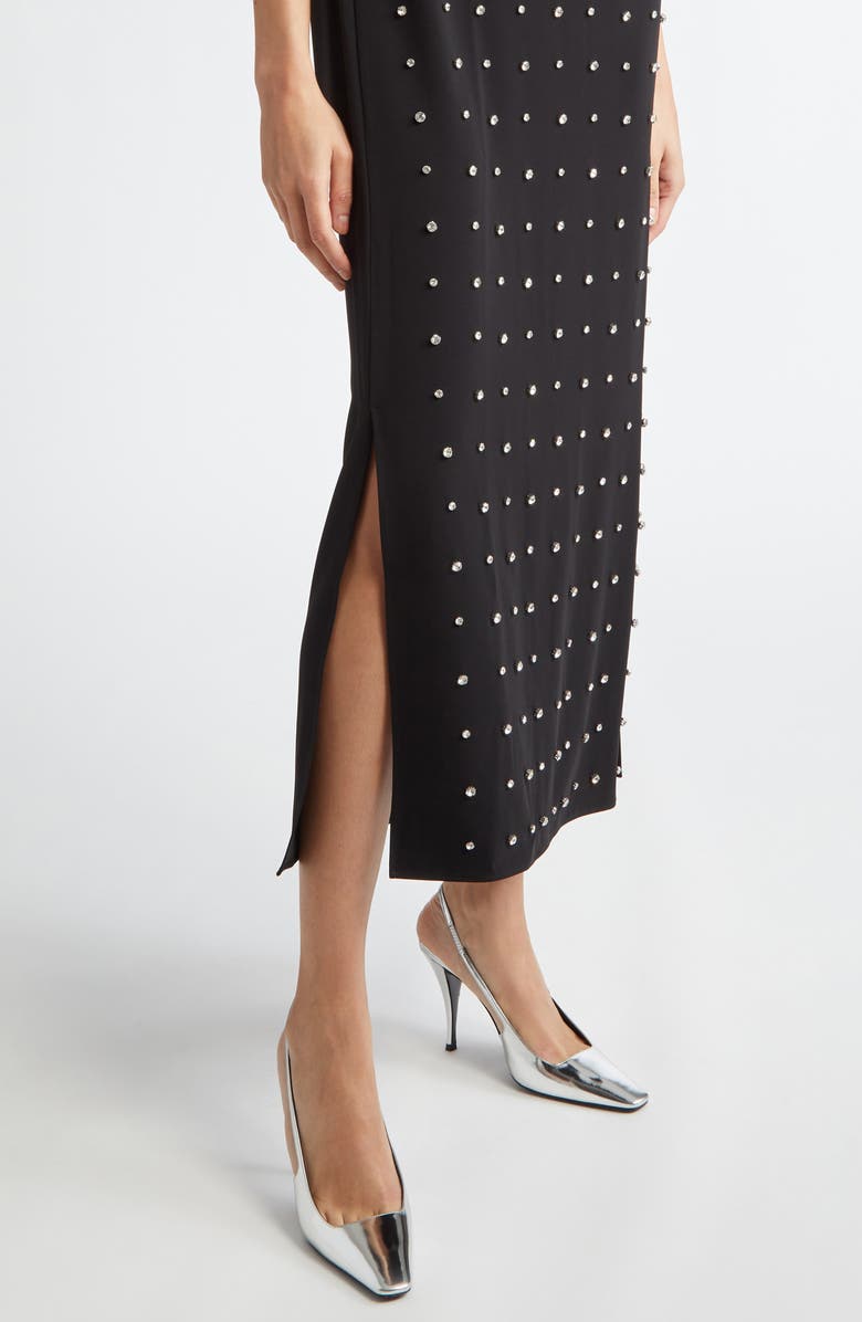 Akris punto Crystal Stud Sleeveless Midi Dress, Alternate, color, 