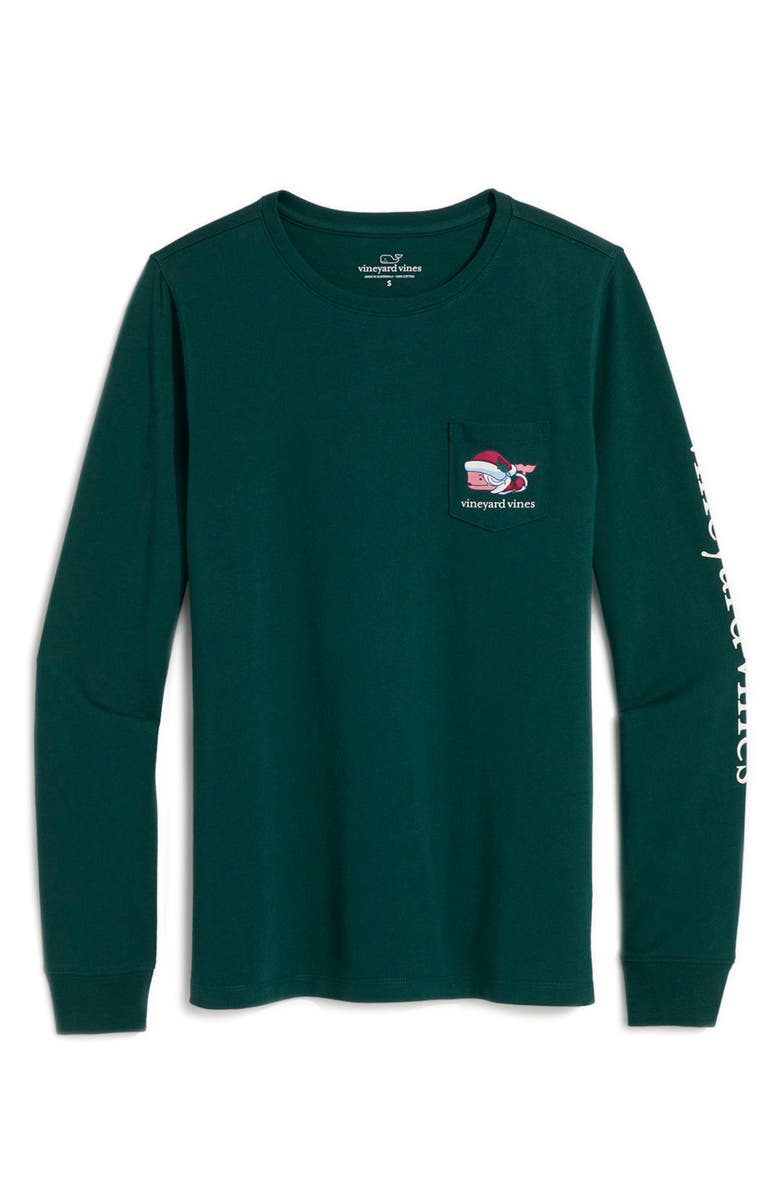 vineyard vines Mrs. Claus Whale Cotton Long Sleeve Graphic T-Shirt, Main, color, Charleston Green