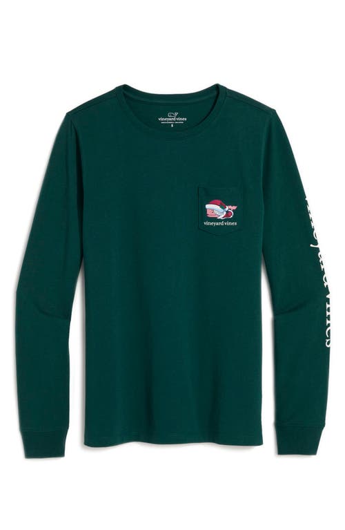 Vineyard Vines Mrs. Claus Whale Cotton Long Sleeve Graphic T-shirt In Green