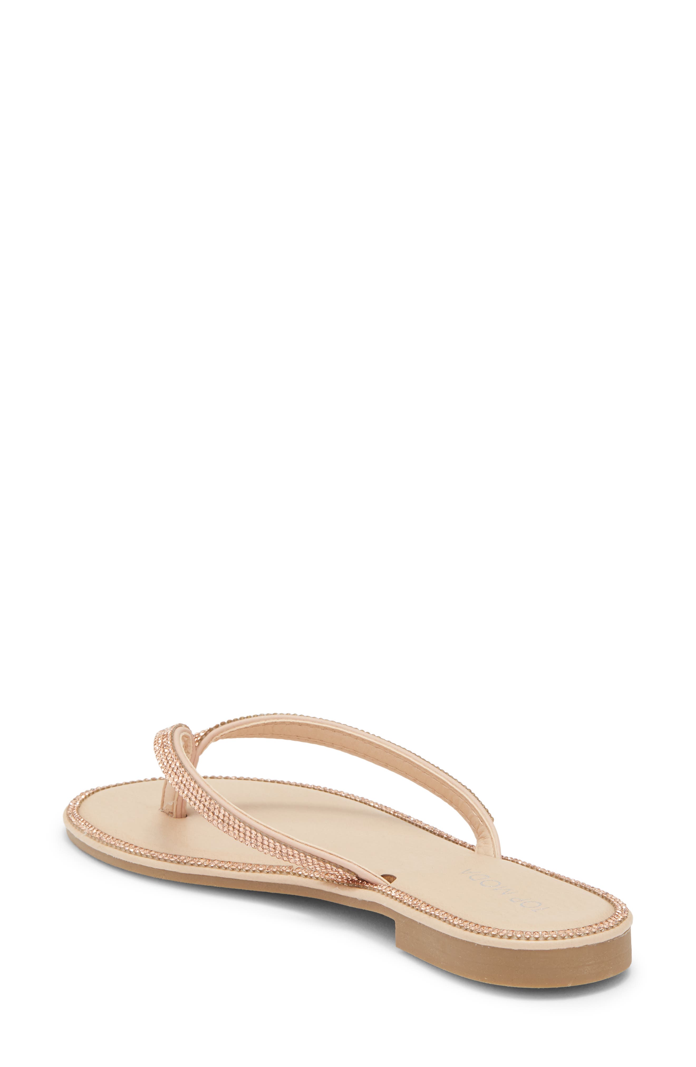 TOP MODA Haiti Rhinestone Embellished Flip Flop, Alternate, color, Rose Gold Pu