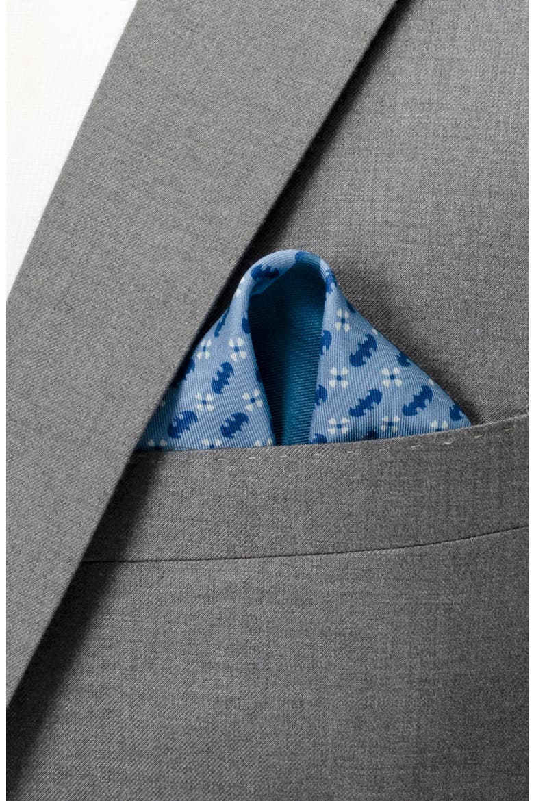 Batman Motif Silk Pocket Square, Alternate, color, BLUE
