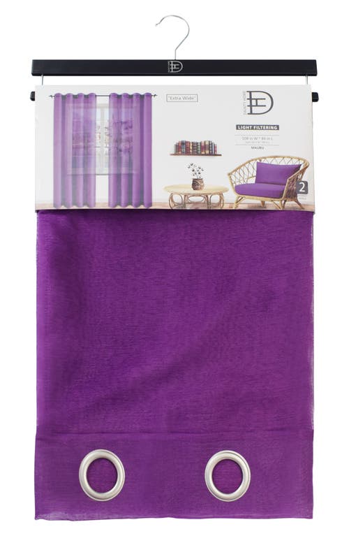 Dainty Home Sheer Set Of 2 Panel Curtains In Purple