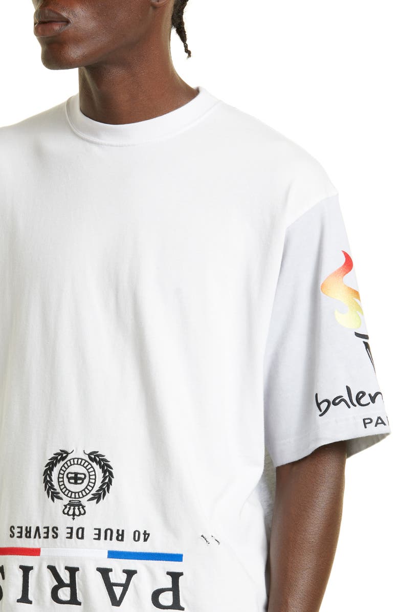 Balenciaga Oversize Embroidered Upside Down Graphic Tee, Alternate, color,
