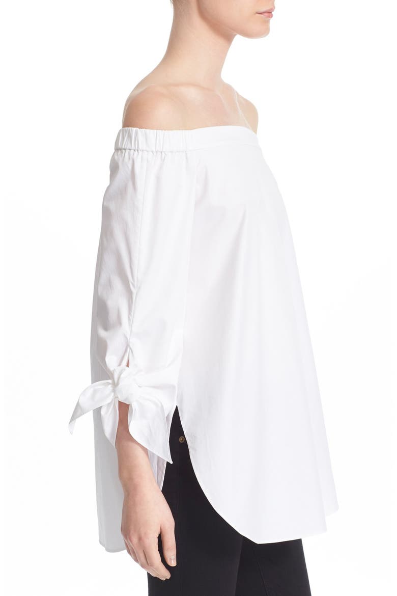 Off the Shoulder Cotton Tunic, Alternate, color, WHITE/ WHITE