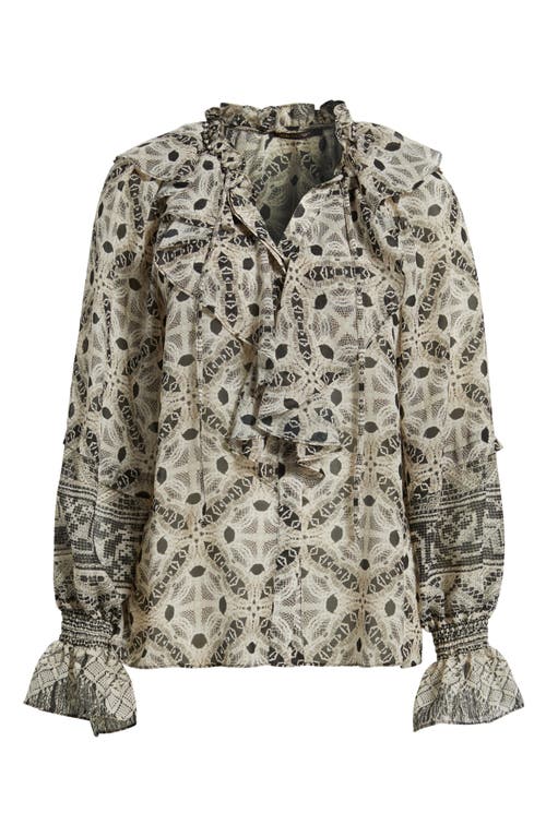 Kobi Halperin Eliza Batik Print Ruffle Top In Neutral