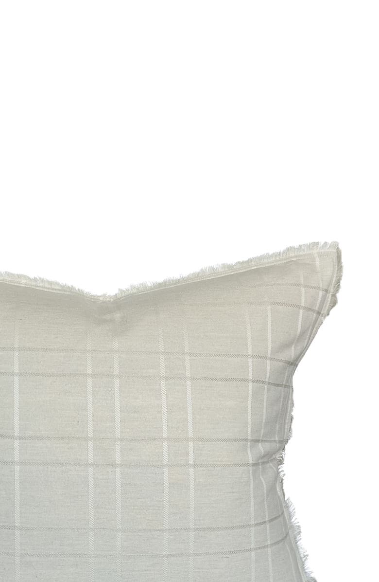 Linen & James Teddy | Woven Cream Plaid Linen Pillow Cover, Alternate, color, Cream