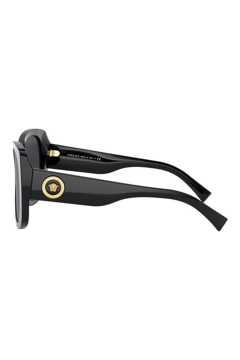 56mm Rectangle Sunglasses, Alternate, color, BLACK