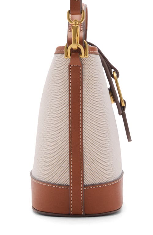 Mango Canvas & Faux Leather Bucket Bag In Brown